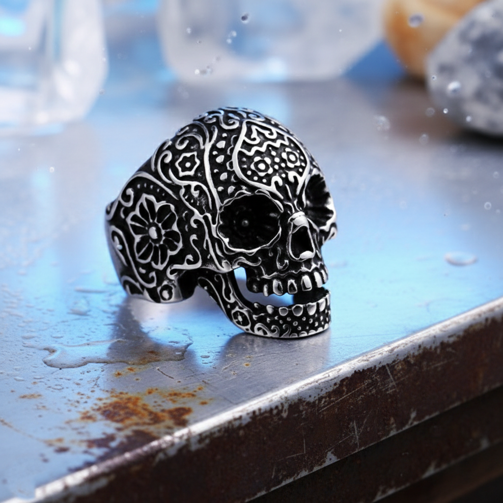 The Floral Calavera Skull Ring