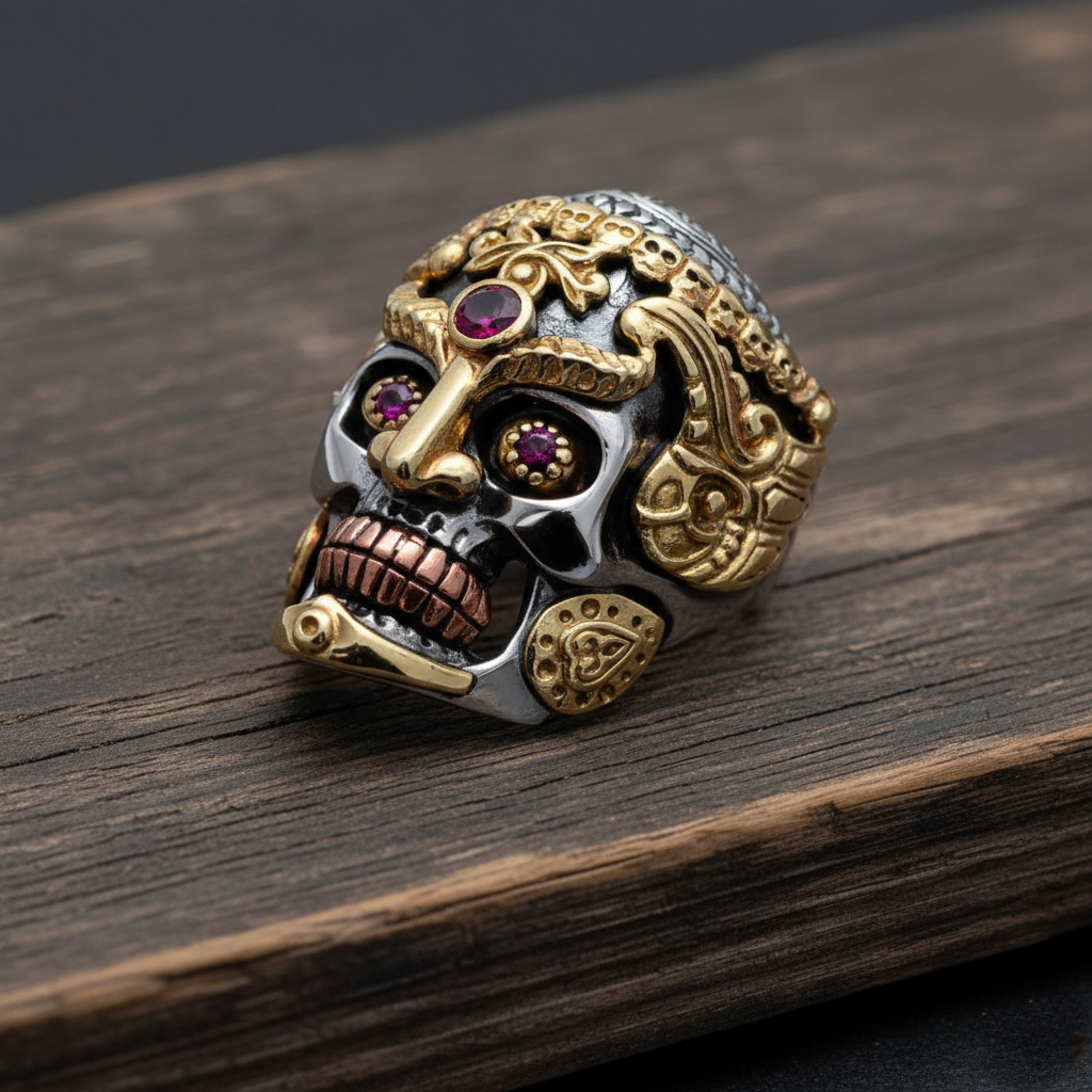 Sugar Bloom Skull Ring