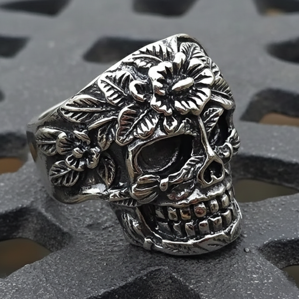 The Bloom Of Death Skull Ring