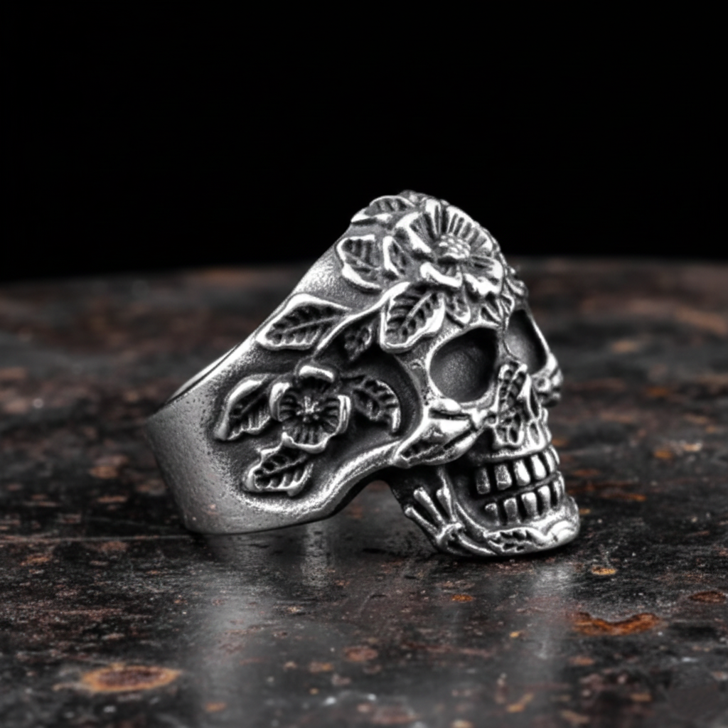 The Bloom Of Death Skull Ring