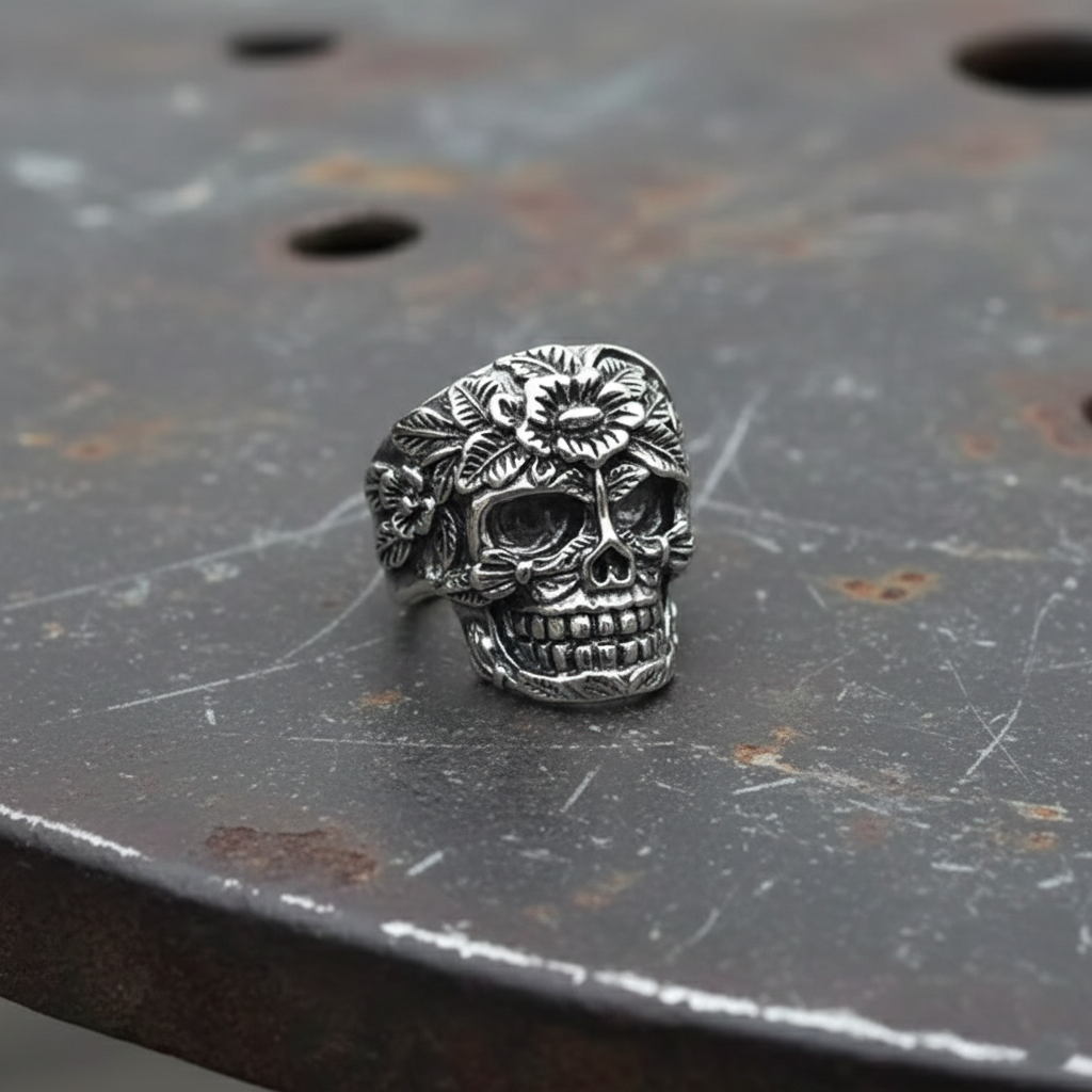 The Bloom Of Death Skull Ring