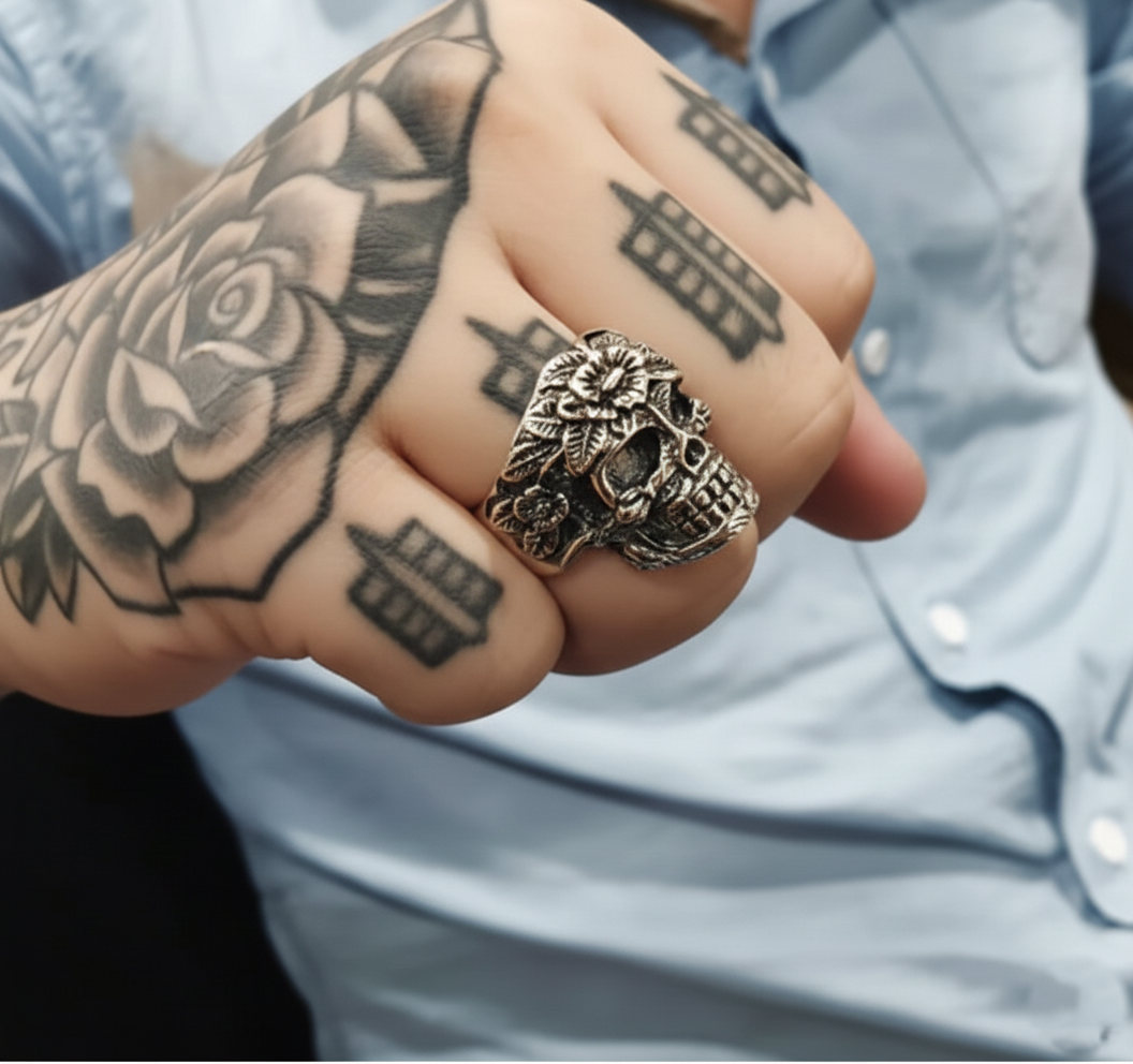 The Bloom Of Death Skull Ring