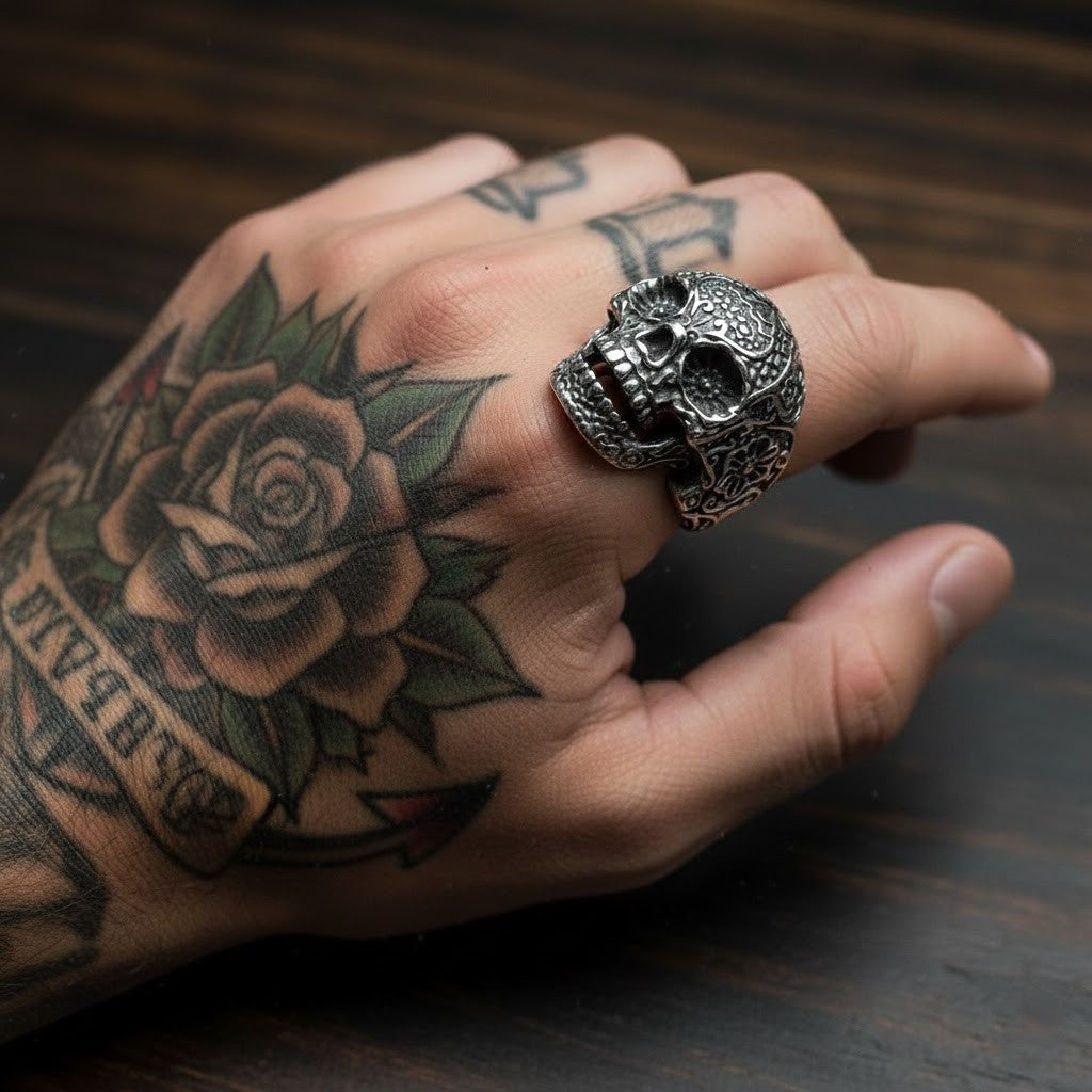The Floral Calavera Skull Ring