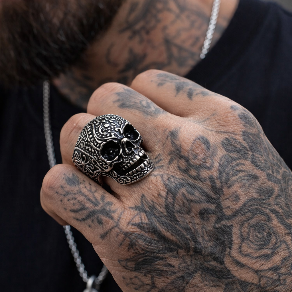 The Floral Calavera Skull Ring