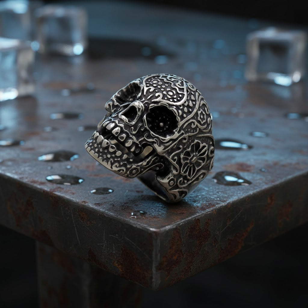 The Floral Calavera Skull Ring