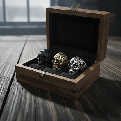 Retro Floral Skull Ring