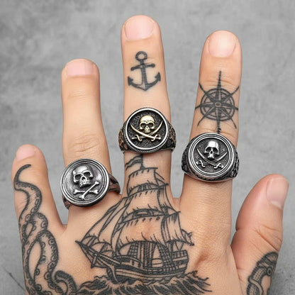 Skull & Cross Sabers Ring