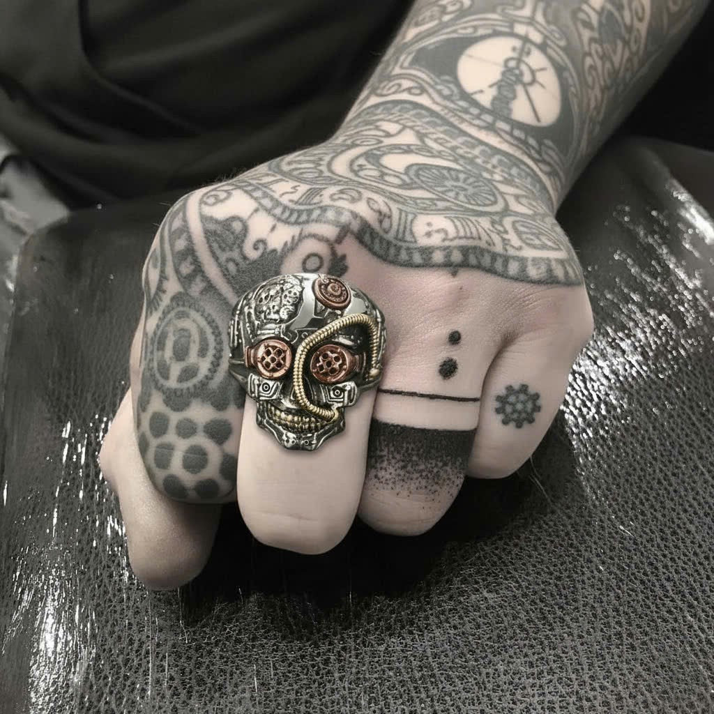 Mechanized Rebel Skull Ring