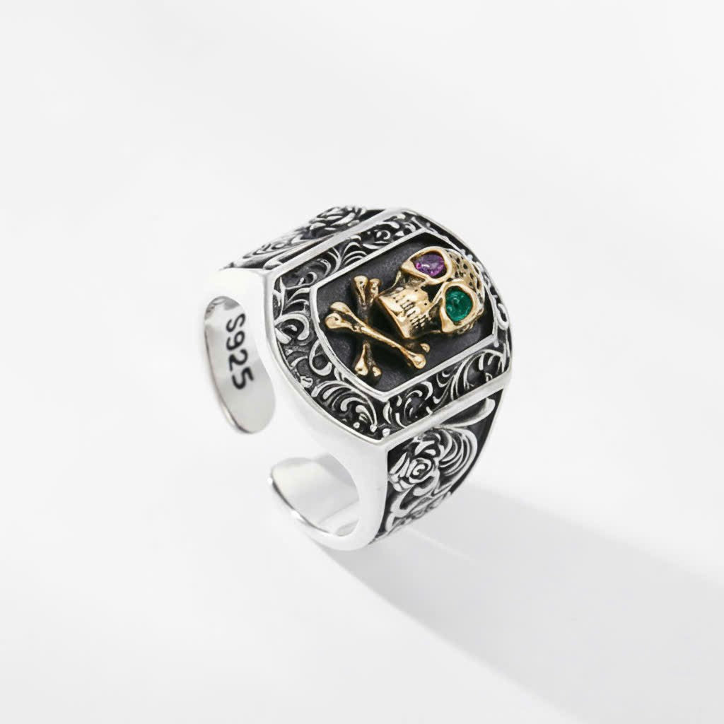 The Regal Rose Skull Ring