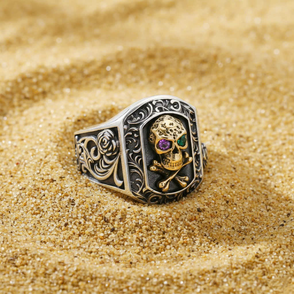 The Regal Rose Skull Ring