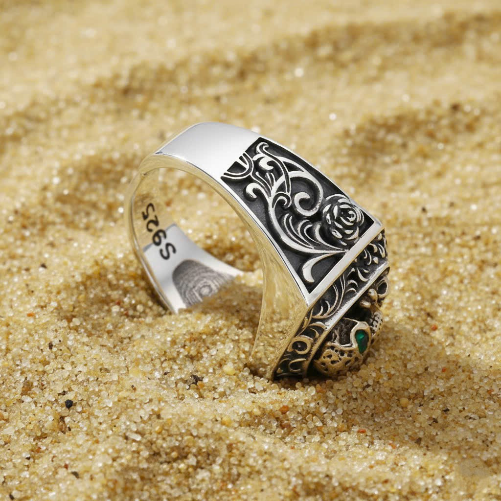 The Regal Rose Skull Ring