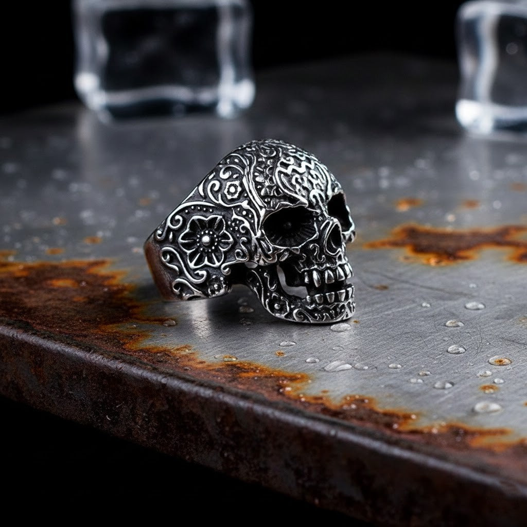 The Floral Calavera Skull Ring