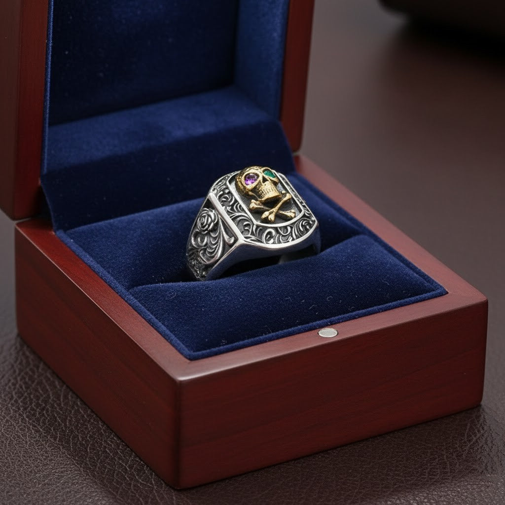 The Regal Rose Skull Ring