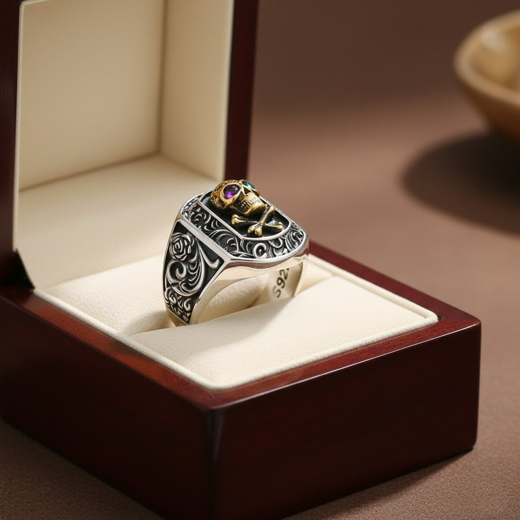 The Regal Rose Skull Ring