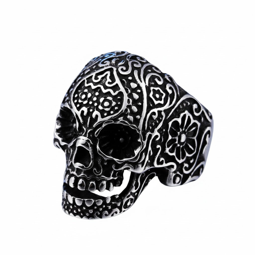 The Floral Calavera Skull Ring