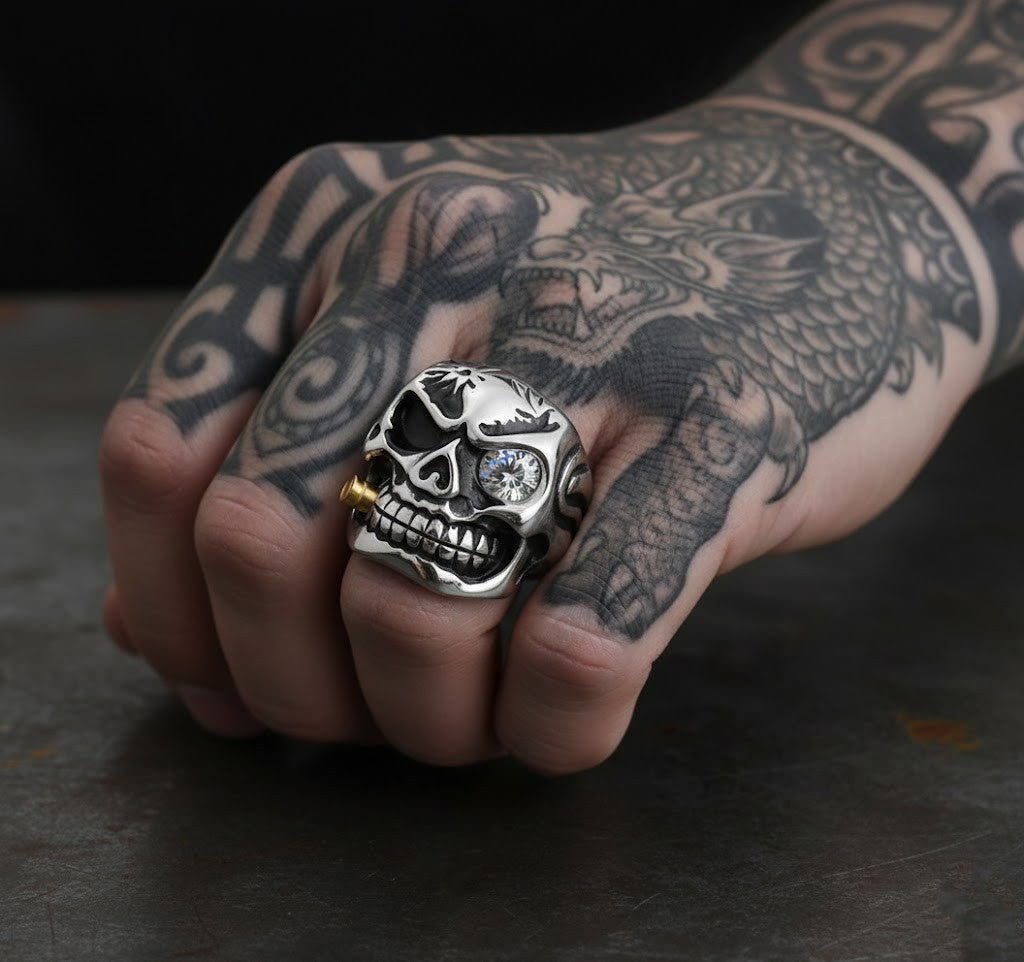 The Cybernetic Outlaw Skull Ring