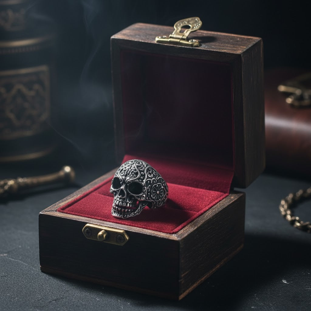 The Floral Calavera Skull Ring